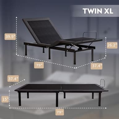 Dyonery Twin XL Adjustable Bed Base Frame with Wireless Remote + 12 Inch Twin XL Gel Memory Foam Mattress Bed in a Box, Head and Foot Incline, Zero Gravity, Fiberglass Free, 80" × 38" - Image 2