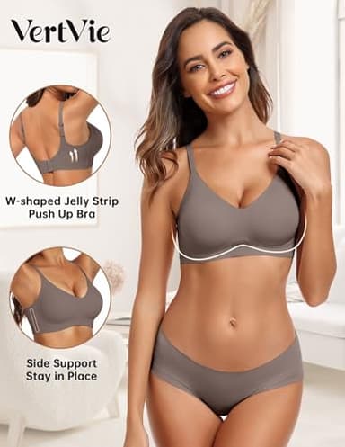 Vertvie Womens Seamless Bra No Underwire Comfort Push Up Bras Buttery Soft Wireless Bralette Full Coverage Sport Everyday Bra(Grey,Medium) - Image 2