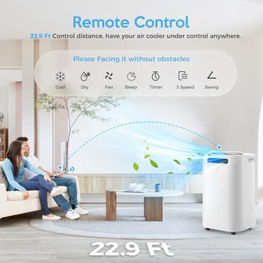 Humhold Portable Air Conditioners 14000Btu with Remote Control, 3-in-1 Free Stand Smart Cooling Portable AC Unit with Dehumidifier, Fan, Cools Room up to 700 sq.ft, Auto Swing,24H Timer, Windows Kit - Image 4