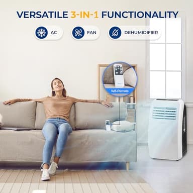 SereneLife 3-in-1 Portable Air Conditioner with Built-in Dehumidifier Function,Fan Mode, Remote Control, Complete Window Mount Exhaust Kit - Image 3