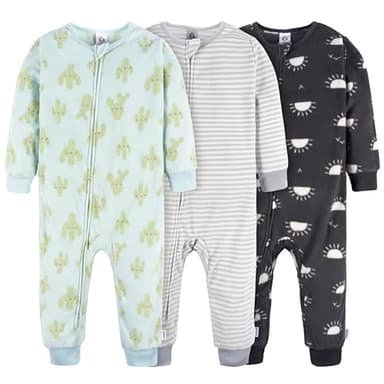 Gerber Baby Boy's Flame Resistant Fleece Footless Pajamas 3-Pack, Fox - Image 1