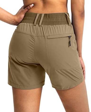 Viodia Women's 5" Hiking Golf Shorts with Pockets High Waist Stretch Cargo Short Shorts for Women Casual Summer Dark Khaki - Image 3