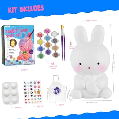 Paint Your Own Bunny Lamp Kit, Art Supplies Painting Kits for Kids, Arts and Crafts for Kids Ages 8-12, Bunny Toys Girls Boys Halloween Birthday Christmas Gifts Ages 3 4 5 6 7 8 9 10 11 12+ - Image 2
