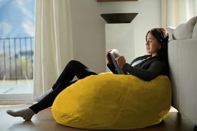 Sofa Sack Bean Bag Chair - Plush, Ultra Soft - Memory Foam Bean Bag Chair with Microsuede Cover - Stuffed Foam Filled Furniture and Accessories for Dorm Room 3 Feet - Lemon - Image 2