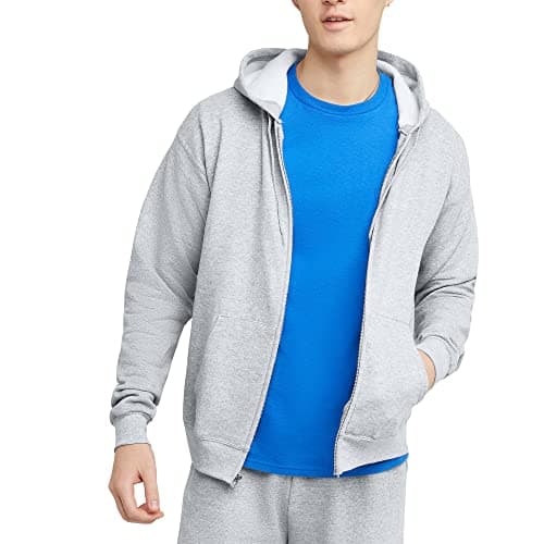 Hanes Men's Full-Zip Eco-Smart Hoodie, ash, Large - Image 1