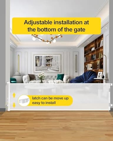 118 Inch Extra Wide Retractable Baby Gate,Mesh Large Baby Gate or Mesh Pet Dog Gate, Opening Wide Extra Long Child Safety Gate for Indoor Baby Fence, Outdoor, Stairs, Deck (White) - Image 4