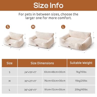MEWOOFUN Dog Couch Bed, Fluffy Small Dog Bed with Removable Washable Cover, Supportive Cat Couch for Cats & Dogs up to 25 lbs (Camel, 30x21x12) - Image 5