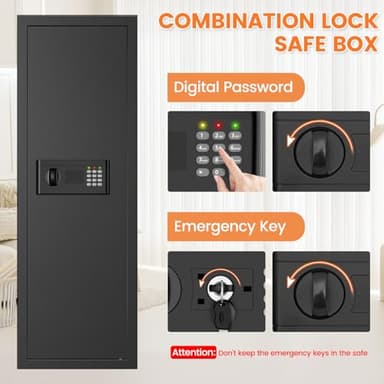 47.3" Tall Fireproof Wall Safes Between the Studs 16" Centers, Large Hidden Flush Wall Safe with 4 Removable Shelf & 6 Key Hooks, 48LB Heavy Duty In Wall Safe for Home, Money, Jewelry, Valuables - Image 7