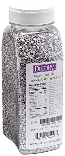 DECOPAC Confetti Silver Quins Sprinkles, 1.21 lb - Image 1