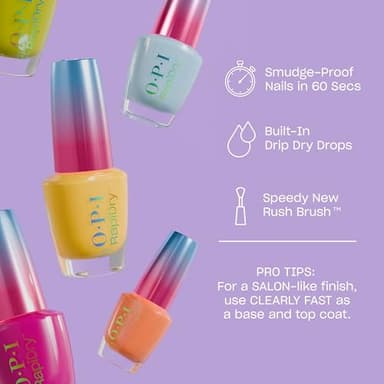 OPI RapiDry Flash n' Flirty | Opaque Soft Pink Pearl Quick Dry Nail Polish | Vegan, Smudge Proof, Fast Drying - Image 2