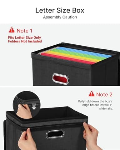 Oterri 2 Pack File Organizer Boxes with Lids, File Box with Mesh Pockets, Document Organizer Box for File Folders Letter Size, Zippers Filing Box for Home, Office, School (Black, Without Folders) - Image 5