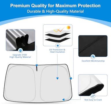ULROLIT Windshield Sun Shade for 2013-2021 Fo-rd Fusion Accessories, Foldable Window Sunshade Sun Visor Protector, Front Windshield Sunshade Sun Shield Blocks UV Rays Heat - Image 5