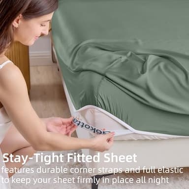 GOKOTTA King Size Sheets Set,Breathable Soft Sheets King Size,16” Pocket King Sheets with Elastic Corner Straps,Moisture Wicking,Double Stitching - Image 4
