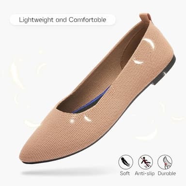 Women's Flats Shoes Pointed Toe Flats Comfortable Slip on Shoes Flat Dress Shoes Black Ballet Flats for Women(Khaki.us8) - Image 5