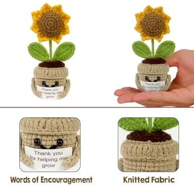 Tiny Detalles Mini Positive Sunflower Crochet, Mothers Day, Mom's Birthday Gift for Women, Appreciation Thank You Gift for Coworker, Friend, Teacher, Sister - Image 2