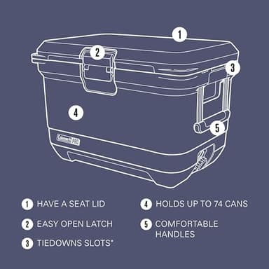 Coleman Pro Heavy-Duty 45qt Ultra-Light Premium Hard Cooler, Extra-Thick Insulation Keeps Ice up to 4 Days, 74-Can Capacity - Image 7