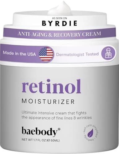 Baebody Made in USA Retinol Cream for Face - Anti Aging Face Cream for Fine Lines and Wrinkles - With Jojoba Oil & Vitamin E - Beauty Gifts for Women (50 ml/1.7 fl oz) - Image 1