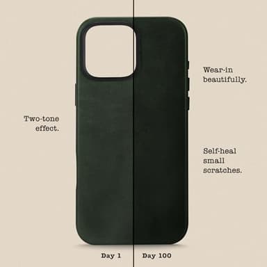 Le Pelle - Handcrafted Premium Italian Leather Case for iPhone 16 Pro - Compatible with Magsafe - Two-Tone Effect with Unique Patina Over Time - Emerald Green - Image 4