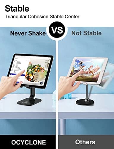 OCYCLONE Phone Stand, Adjustable Height and Angle Foldable Cell Phone Stand Holder for Desk, Taller iPhone Stand Compatible with 4.7"-13" Smartphones iPad Tablet, Black - Image 5