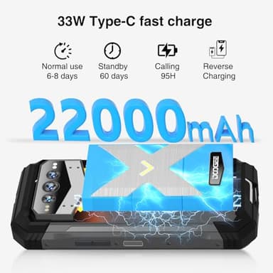 DOOGEE V MAX Plus(2024) 5G Rugged Smartphone,22000mAh 36GB+512GB Android 14 Rugged Phone,200MP+32MP+20MP Night Vision Rugged Cell Phone,6.58" FHD+120Hz IPS Screen,IP68/IP69K Waterproof Phone,NFC/OTG - Image 2
