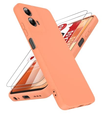 LeYi for Motorola-G-5G-2024 Case: ใ๐๐จ๐ญ ๐
๐ข๐ญ ๐๐ญ๐ฒ๐ฅ๐ฎ๐ฌใ with 2Pcs Tempered Glass Screen Protector, Soft Microfiber Lining Silicone Protective Phone Case for Moto G 5G - 2024, Orange - Image 1