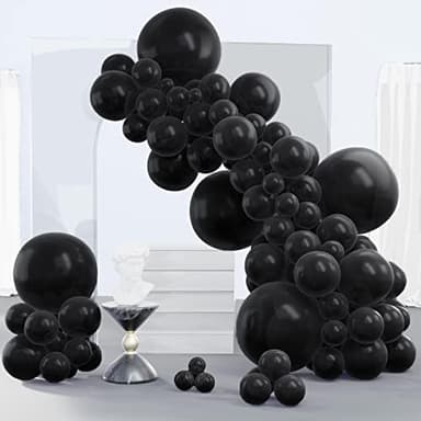 PartyWoo Black Balloons 140 pcs Different Sizes Pack of 18 12 10 5 Inch Matte Black Latex Balloon Arch Kit Garland for Graduation Halloween New Year Anniversary Birthday Party Decorations Black-Y18 - Image 1