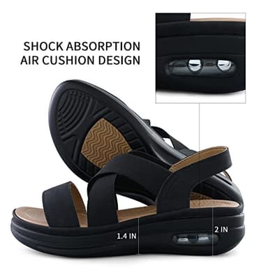 mysoft Women's Comfortable Walking Sandals Air Cushion Sport Slingback Elastic Band Platform Shoes - Image 3