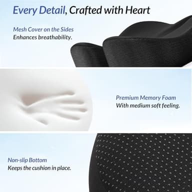 ZIKEE Gel Seat Cushion for Office Chair and Car Seat with Ergonomic Zoning, Memory Foam Chair Cushion for Sciatica, Lower Back, Tailbone Pain Relief and Intimate Ventilation, Non-Slip & Airy Cover - Image 6
