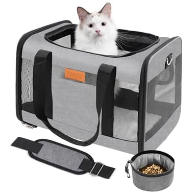 YUNIQUE Soft-Sided Cat & Dog Carrier for Pets Up to 15 Lbs, Airline Approved Collapsible Travel Puppy Carrier with Lightweight Fabric Design (Grey) - Image 1