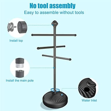 Hestiasko Pool Towel Rack Outdoor, 59" Metal Outdoor Towel Rack for Hot Tub with 3 Adjustable Bars, Patio & Hot Tub Accessories for Adults, Upscale Pool Towel Holder - Gray - Image 3