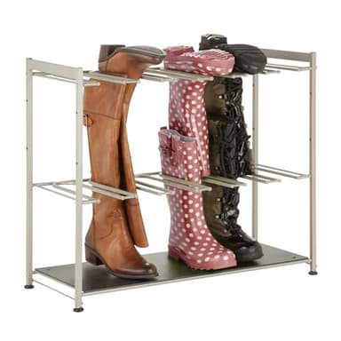 Boot Storage, Free Standing Shoe Rack for Entryway, Closet, Bedroom, Silver - Image 2