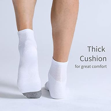 FITRELL 6 Pack Men's Athletic Ankle Socks Cushioned Sports Running Socks, Shoe Size 9-12, White - Image 5