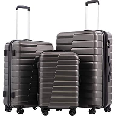 COOLIFE Expandable Suitcase PC ABS TSA Luggage 3 Piece Set Lock Spinner Carry on (gray) - Image 1