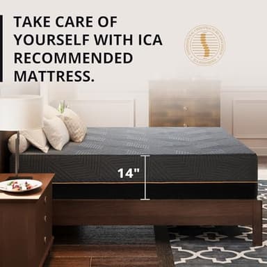 EGOHOME Queen Mattress 14 Inch Cooling Gel Memory Foam Mattress in a Box, Medium Mattress Queen Size CertiPUR-US Certified, Therapeutic Queen Bed Mattress for Back Pain Made in USA, 60" x 80" x 14" - Image 2