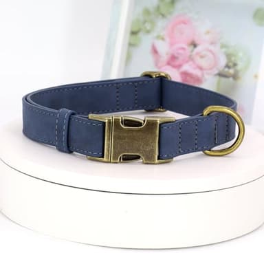 Didog Soft PU Leather Dog Collar, Stylish Quick Released Dog Collars for Small Dogs, Easy Clean Adjustable Pet Collar for Daily Walking, Blue, S Fit 10-16" Neck - Image 4