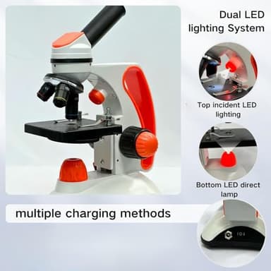 MicroMarvels Metal Body Compound Microscope for Students, 40X-2000X Dual LED Light, Biological Microscope for Home School Lab, with Type-C Power & Phone Adapter - Image 4