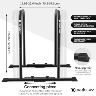 KAKICLAY 2025 Upgrade World's Best Strongest Premium Dip Bars With Adjustable Ultra-Stable Settings & Non-Slip Feet - USA Original Patent, Designed, Shipped, Warranty - Image 6