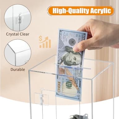 Hicocool Clear Piggy Bank with Lock, Acrylic Piggy Bank with Key for Adults Kids Openable, Reusable Money Saving Box for Birthday (Clear - Image 4