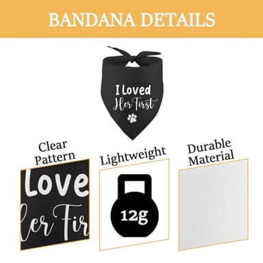I Loved Her First Wedding Engagement Dog Bandana Valentine's Dog Bandana Black Dog Wedding Engagement Bandana Announcement Pet Accessories for Dog Lover - Image 3
