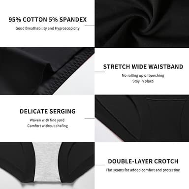 Migbean Womens Seamless Boy Shorts Underwear Soft Stretch Boxer Shorts Briefs No Show Panties 2 Packs Black Grey - Image 6