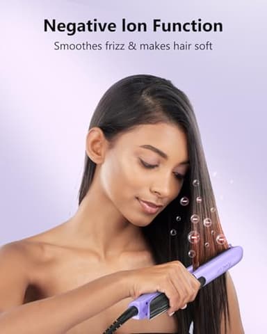 Annlary Hair Straightener 1 Inch Flat Iron and Curler 2 in 1 Titanium Ceramic Ionic Dual Voltage Straightener with Heat-Resistant Silicone, for Less Frizz, Shinier & Smoother - Image 2