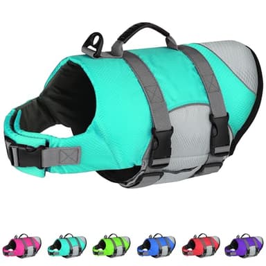 Dogcheer Dog Life Jacket, Reflective Dog Life Vest for Swimming Boating, Adjustable Puppy Swim Vest Ripstop Pet PFD Floating Preserver Small Medium Large Dogs - Pine-Green Gray XS - Image 1