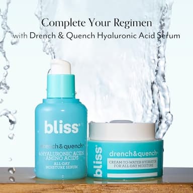 Bliss Drench & Quench Hyaluronic Acid Cream to Water Moisturizer | Lightweight Face Cream with 4 Types of Hyaluronic Acid for All Day Hydration and Plump Skin | Clean Vegan & Cruelty Free 1.7 fl oz - Image 6
