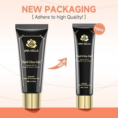 UNA GELLA Gel Nail Glue, Solid Nails Gl ue Gel 40ml Lamp Curing Needed Soak Off G LUE Strong Nail G LUE G el for Acrylic Fake Nails Tips Extension Press On Nails for Gelly Tips - Image 2