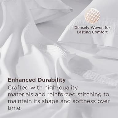 Bedsure Deep Pocket Queen Sheets Set - Fits Mattresses Up to 21 Inches Thick - 4 Piece GentleSoft Bed Sheets, Moisture Wicking, Soft & Cooling Bedsheet & Pillowcases, Easy & Secure Fit, White - Image 6