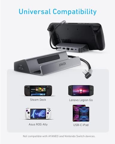 Anker Steam Deck Dock, Docking Station for Steam Deck (OLED)/ROG Ally/Legion Go, 6-in-1 USB C Hub with HDMI 4K@60Hz, 1Gbps Ethernet, 2 USB-A and 1 USB-C Port, 90W Fast Charging (Not for Rog Ally X) - Image 7