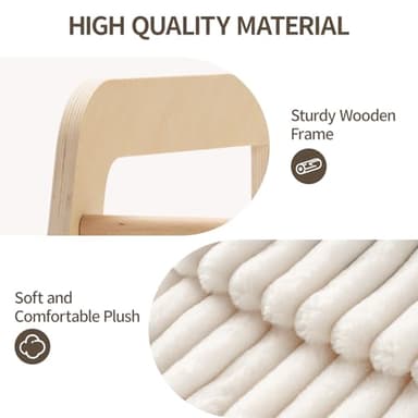 MEWOOFUN Cat Couch Bed, Pet Sofa for Indoor Cats Wooden Indoor Elevated Cat Beds with Removable Mattress Cover Suitable for Kitty, Puppy or Small Animal (Cream, Medium) - Image 3
