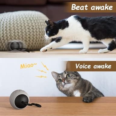 Interactive Cat Toys for Indoor Cats, DIY 5 in 1 Automatic Moving Cat Ball Toys/Puppies Toys with LED Rainbow Lights, Smart Sounds&Touch Control Cat Toys,USB Rechargeable (Grey - Image 5