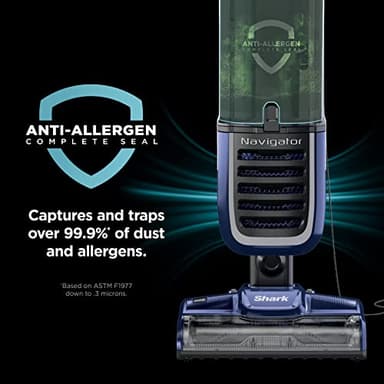 Shark NV151 Navigator Swivel Pro Complete Upright Vacuum with HEPA Filtration, Swivel Steering, Pet Power Brush, Crevice Tool & Upholstery Tool, for Pet Hair & Multi-Surface Cleaning, Navy - Image 8