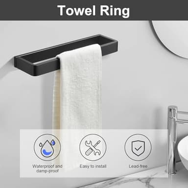 YACVCL 4-Piece Matte Black Bathroom Hardware Accessories Set, Bath Towel Bar Set SUS304 Stainless Steel, Round Towel Racks for Bathroom Wall Mounted - Image 2